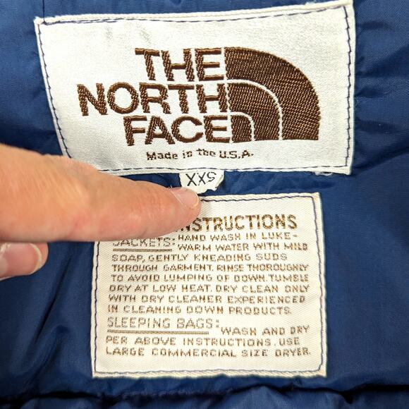Vintage The North Face Coat Size XXS Brown Label Parka Blue Puffer Down - Picture 9 of 9